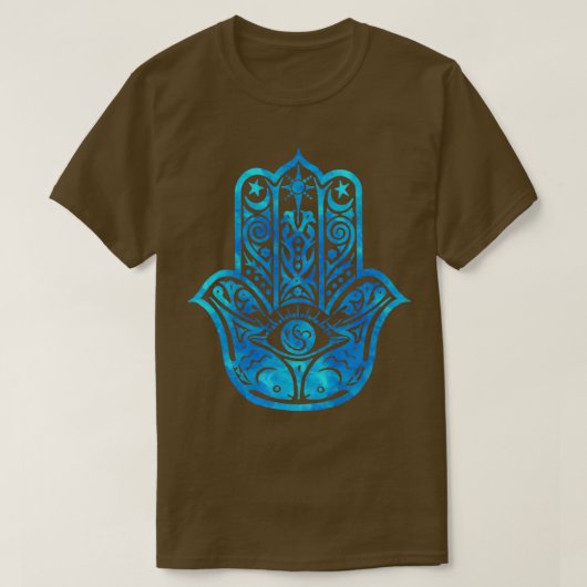 T-shirt Aquarelle bleue turquoise Hamsa (Design devant)
