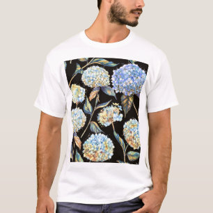 T-shirt Aquarelle Blue Hydrangea : Motif foncé sans couleu