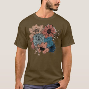 T-shirt Aquarelle Bouquet Floral Vintage Rétro Hommes Femm
