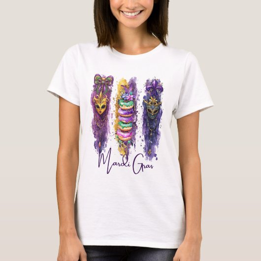 T-shirt Aquarelle Brosse Gras Mardi Mardi Gras (Devant)