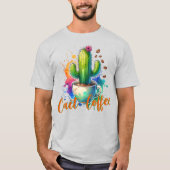 T-shirt Aquarelle Cactus qui aime le café (Devant)