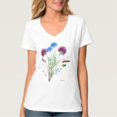 T-shirt Aquarelle Chardon Bleu Fleurs Fleurs sauvages Natu (Devant)