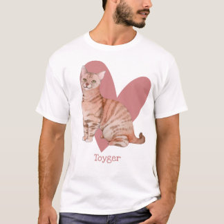 T-shirt Aquarelle Chat Toyger Kitty Coeur rose