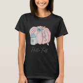 T-shirt Aquarelle Citrouille bleu rose automne (Devant)