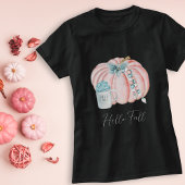 T-shirt Aquarelle Citrouille bleu rose automne