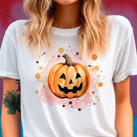 T-shirt Aquarelle Citrouille d'Halloween