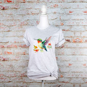 T-shirt Aquarelle Colibri Aux Fleurs Colorées
