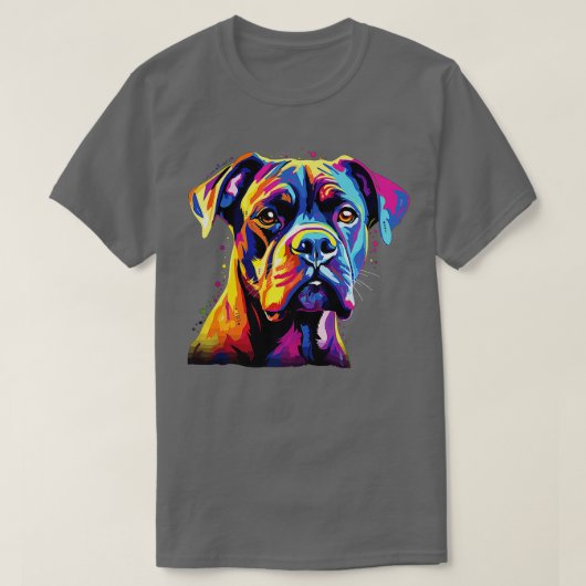 T-shirt Aquarelle Colorée Boxer Chien Premium (Design devant)