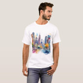 T-shirt Aquarelle colorée Cityscape (Devant entier)