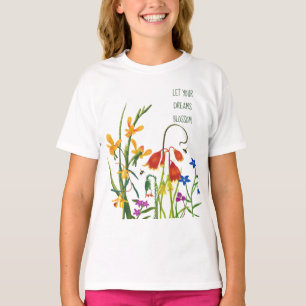T-shirt Aquarelle colorée Fleur sauvage Citation d'été