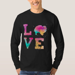 T-shirt Aquarelle colorée Peinture Chien Poméranien Aimer
