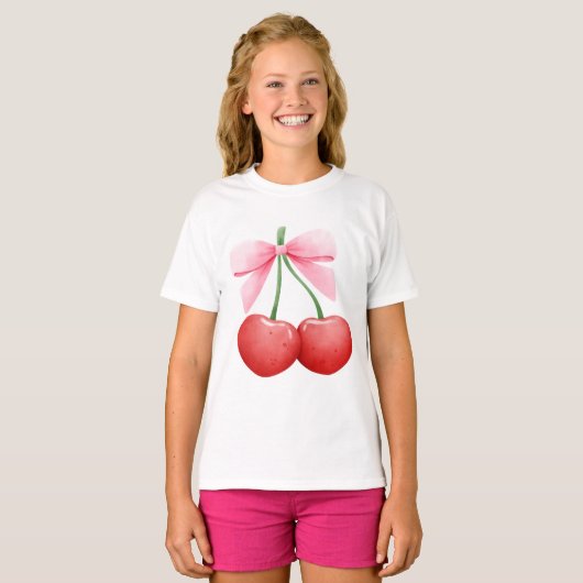 T-shirt Aquarelle Coquette Cerises (Devant entier)