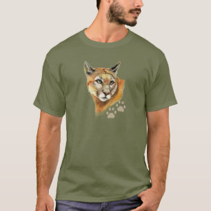 T-shirt Aquarelle Cougar Puma, Lion de montagne, Animal