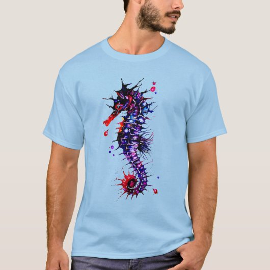 T-shirt Aquarelle couleur de cheval de mer (Devant)
