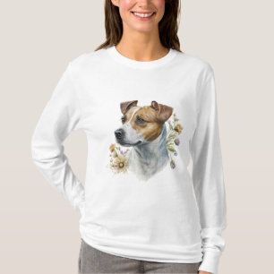 T-shirt Aquarelle couleur mignonne Floral Jack Russell Chi