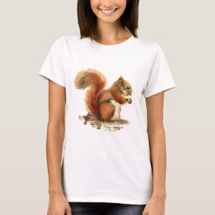 T-shirt Aquarelle Cute Écureuil rouge Nature animale