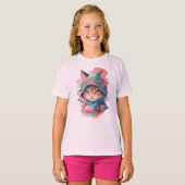 T-shirt Aquarelle Cute Hoded Ninja Chat (Devant entier)