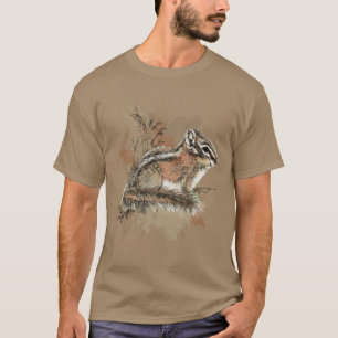T-shirt Aquarelle Cute Little Chipmunk Animal Wildlife