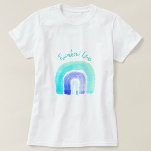 T-shirt Aquarelle d'amour bleu arc-en-ciel