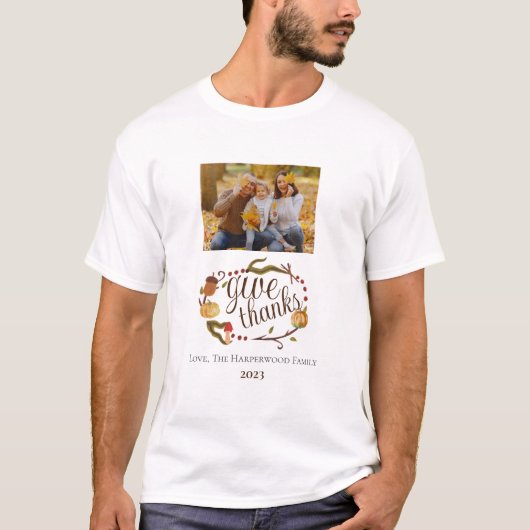 T-shirt Aquarelle d'automne moderne Thanksgiving Photo de  (Devant)