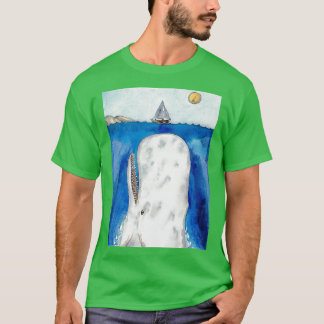 T-shirt Aquarelle de baleine et de bateau de pêche