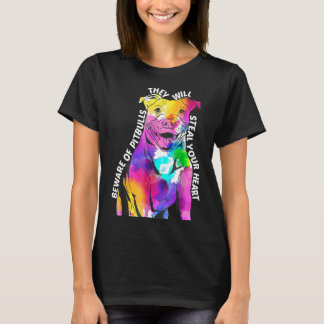 T-shirt Aquarelle de chien mignonne Pit Teg Cadeau de chie