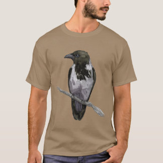 T-shirt Aquarelle de corbeau à capuchon