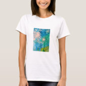 T-shirt Aquarelle de Dandelion bleu et vert abstrait (Devant)