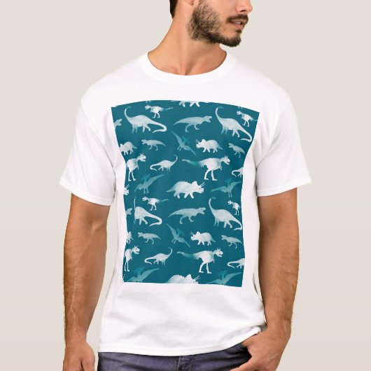T-shirt Aquarelle de dinosaure : Motif textile (Devant)