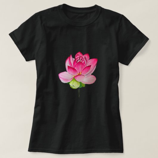 T-shirt Aquarelle de fleur de lotte rose art (Design devant)