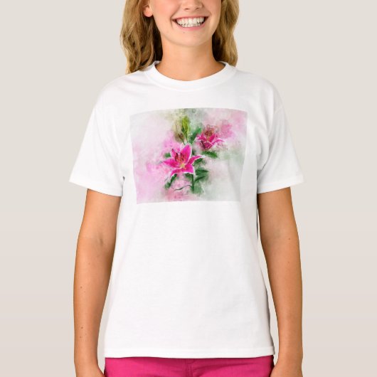 T-shirt Aquarelle de fleur de Stargazer Lily - wb 02 (Devant)