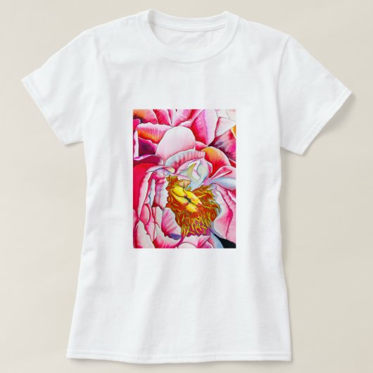 T-shirt Aquarelle de fleur rose (Design devant)