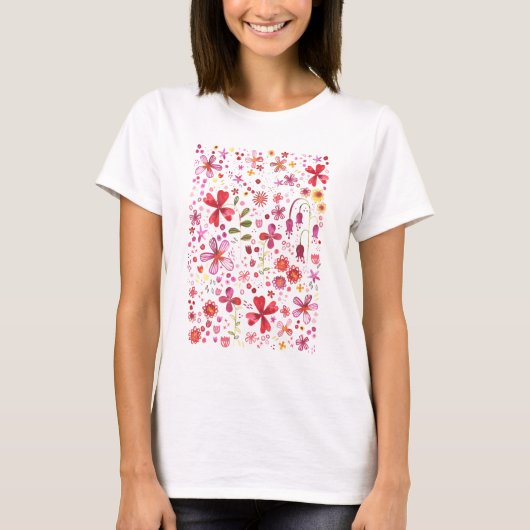 T-shirt Aquarelle de fleurs sauvages (Devant)