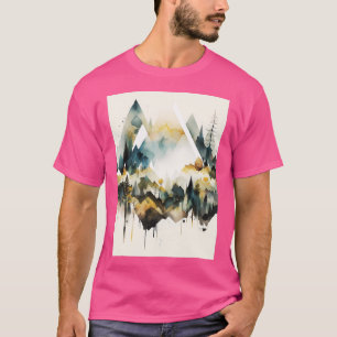 T-shirt Aquarelle de forme géométrique de montagne