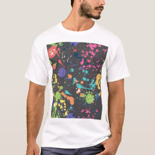 T-shirt Aquarelle de Grunge : Motif de points colorés.