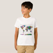 T-shirt aquarelle de la carte mondiale (Devant entier)