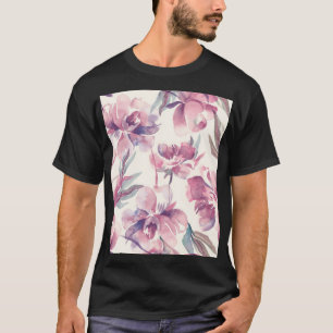 T-shirt Aquarelle de pivoines : arrière - plan floral tran