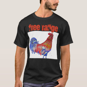 T-shirt Aquarelle de poulet à portée libre Cockerel