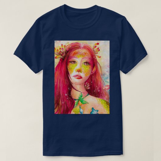 T-shirt Aquarelle de sirène d'art (Design devant)