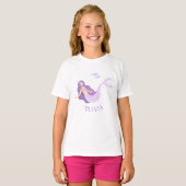T-shirt Aquarelle de sirène mauve mauve fille Anniversaire (Devant entier)