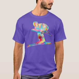 T-shirt Aquarelle de ski Amateurs de ski Tee de ski