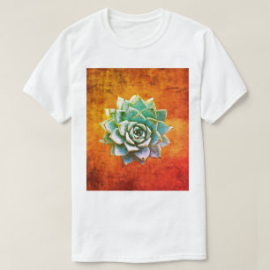 T-shirt Aquarelle de succulente sur rouille orange