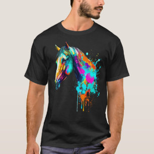 T-shirt Aquarelle de tête de cheval cool colorée J'adore