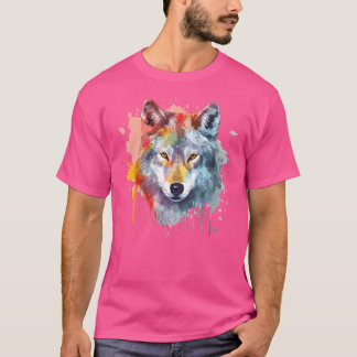 T-shirt Aquarelle de tête de loup