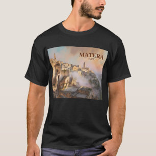 T-shirt Aquarelle de voyage vintage Sassi di Matera Italie