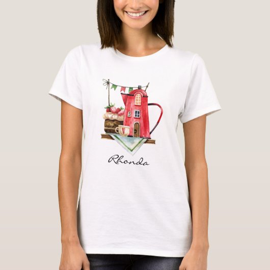 T-shirt Aquarelle de Whimsal Fairytale Tea Kettle House (Devant)