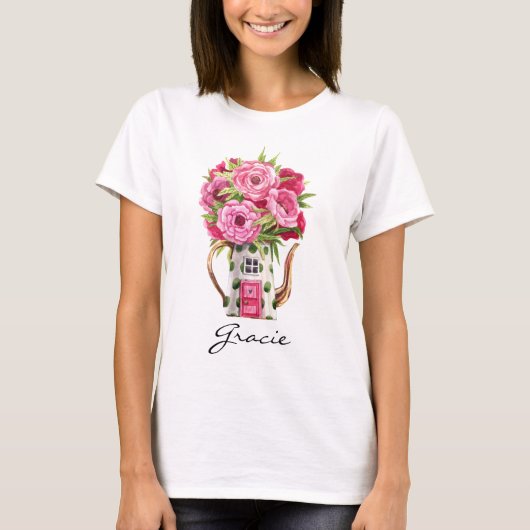 T-shirt Aquarelle de Whimsal Fairytale Teapot House (Devant)