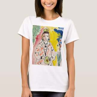 T-shirt aquarelle d'encre graphique, femme d'imaginaire