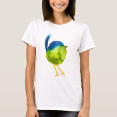 T-shirt Aquarelle d'oiseau vert mou (Devant)
