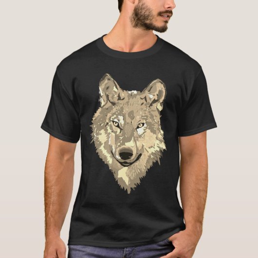 T-shirt Aquarelle d'or brun classique éclaboussures loup (Devant)